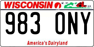 WI license plate 983ONY