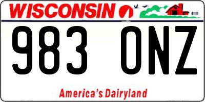 WI license plate 983ONZ