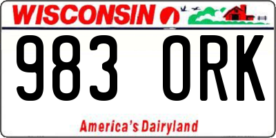 WI license plate 983ORK