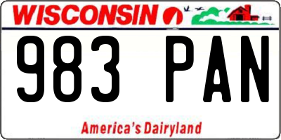 WI license plate 983PAN