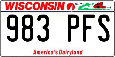 WI license plate 983PFS