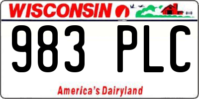 WI license plate 983PLC