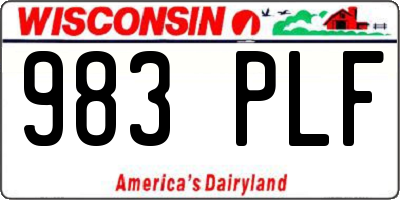 WI license plate 983PLF