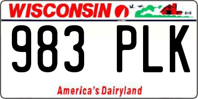 WI license plate 983PLK