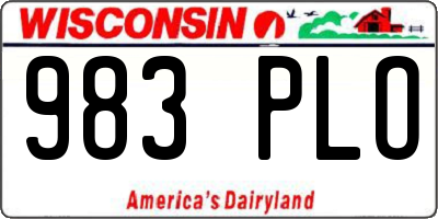 WI license plate 983PLO