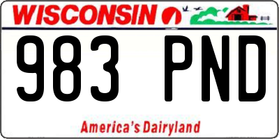 WI license plate 983PND