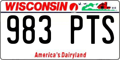 WI license plate 983PTS