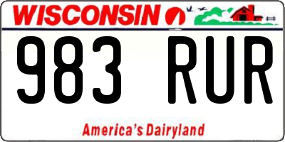WI license plate 983RUR