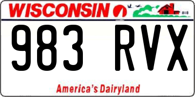 WI license plate 983RVX