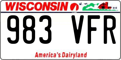 WI license plate 983VFR