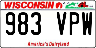 WI license plate 983VPW