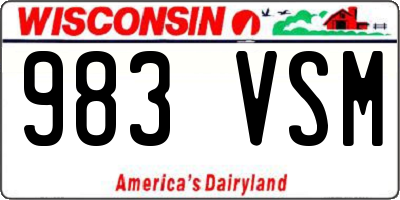 WI license plate 983VSM