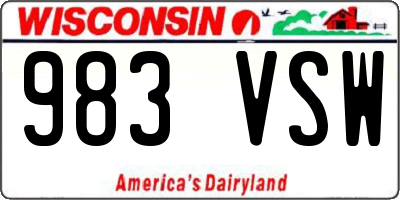 WI license plate 983VSW