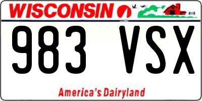 WI license plate 983VSX