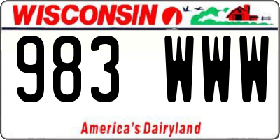 WI license plate 983WWW