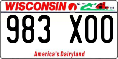WI license plate 983XOO