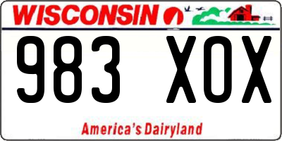 WI license plate 983XOX