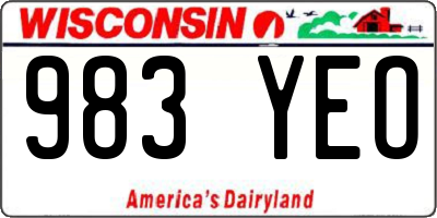 WI license plate 983YEO