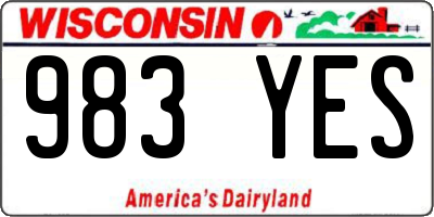 WI license plate 983YES