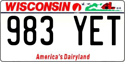 WI license plate 983YET