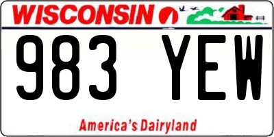 WI license plate 983YEW