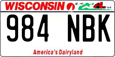 WI license plate 984NBK