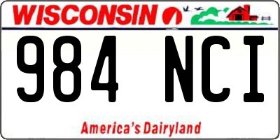 WI license plate 984NCI