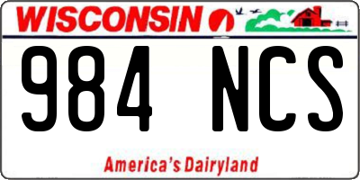 WI license plate 984NCS