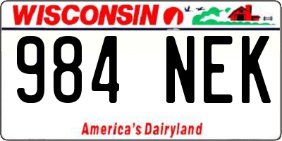 WI license plate 984NEK