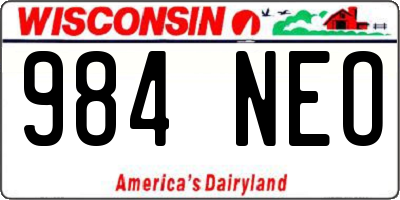 WI license plate 984NEO