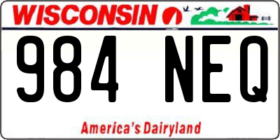WI license plate 984NEQ