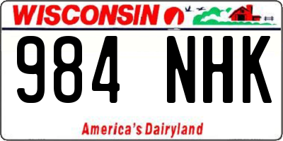 WI license plate 984NHK
