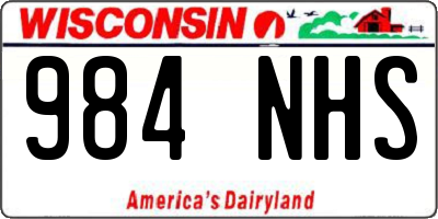 WI license plate 984NHS