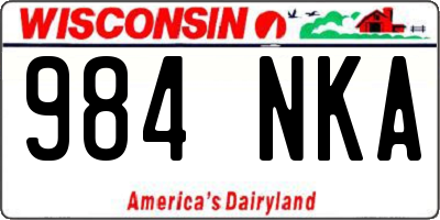 WI license plate 984NKA