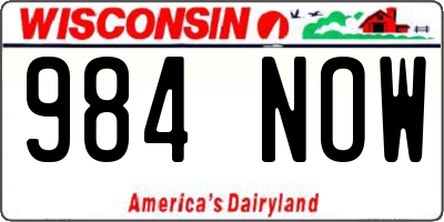 WI license plate 984NOW
