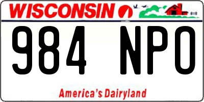 WI license plate 984NPO