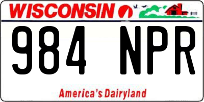 WI license plate 984NPR