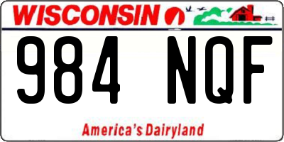 WI license plate 984NQF