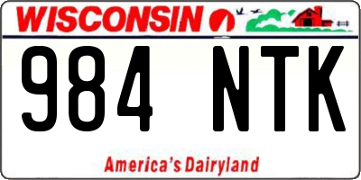 WI license plate 984NTK