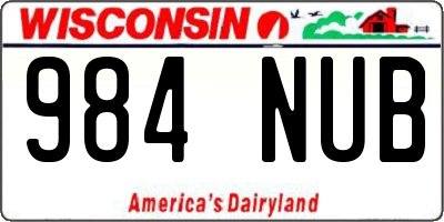 WI license plate 984NUB