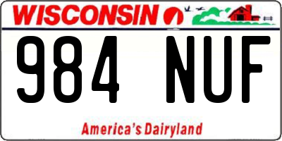 WI license plate 984NUF