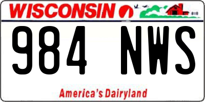 WI license plate 984NWS