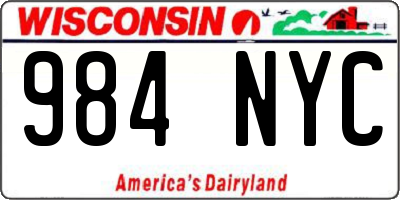 WI license plate 984NYC