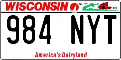 WI license plate 984NYT