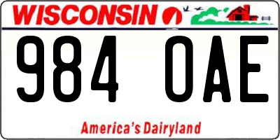 WI license plate 984OAE