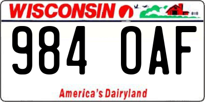WI license plate 984OAF