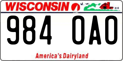 WI license plate 984OAO