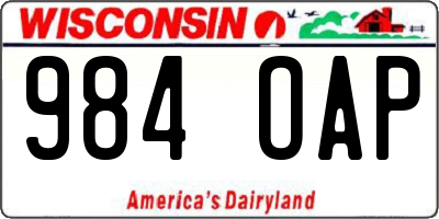 WI license plate 984OAP