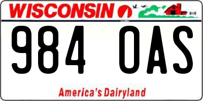 WI license plate 984OAS