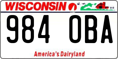 WI license plate 984OBA